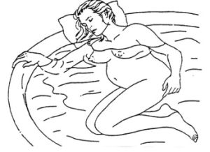 Liggend op de zij ontspannen - houdingen - bevalbad huren thuis bevallen in water opblaas badkuip bad huren voor bevalling waterbevalling onderwater bevallen natuurlijke bevalling